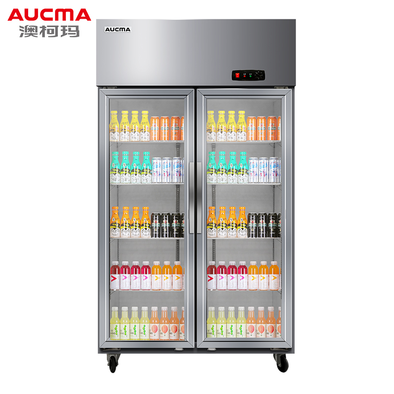 澳柯玛（AUCMA）商用立式双门展示柜 水果蔬菜保鲜冰柜全冷藏玻璃门厨房冰箱VC-660D