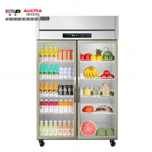 澳柯玛（AUCMA）商用立式双门展示柜 水果蔬菜保鲜冰柜全冷藏玻璃门厨房冰箱VC-879YT
